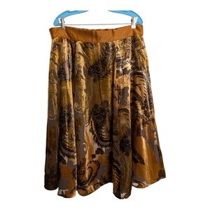 Coldwater Creek Burnout Velvet Paisley A Frame Skirt Brown Size XL